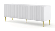 MOBILE RAVENNA B PORTA TV IN MDF RIVESTITO IN FOGLIO 3D 150 BIANCO OPACO GAMBE ORO
