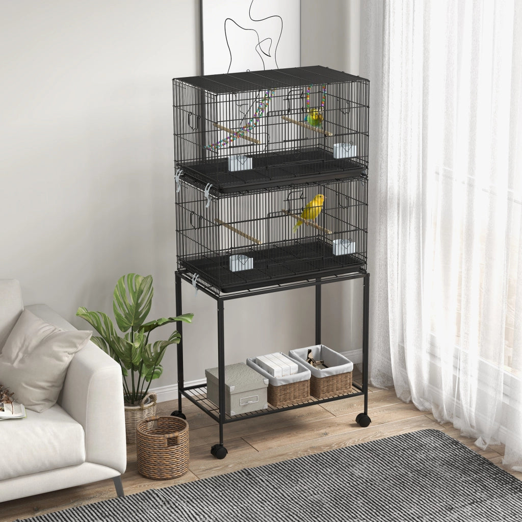 Tavolino da salotto con gabbia per uccelli ¨C zephmum ¨C nero 50x50x100