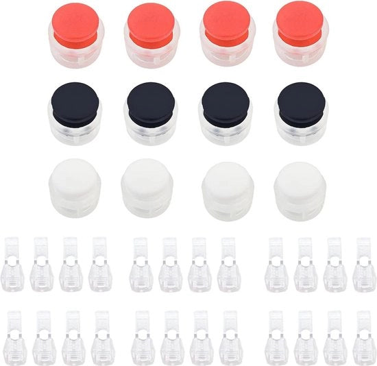 6 paia fermagli per cavi con guaina di plastica - guaina di protezione - fermaglio per cavi - nero/bianco/rosso.