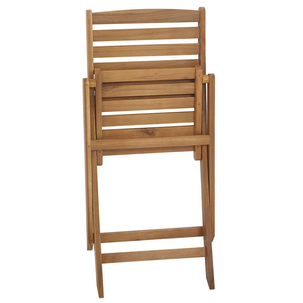 Set di 6 sedie da giardino in legno chiaro di acacia pieghevole con schienale a doghe per interni ed esterni