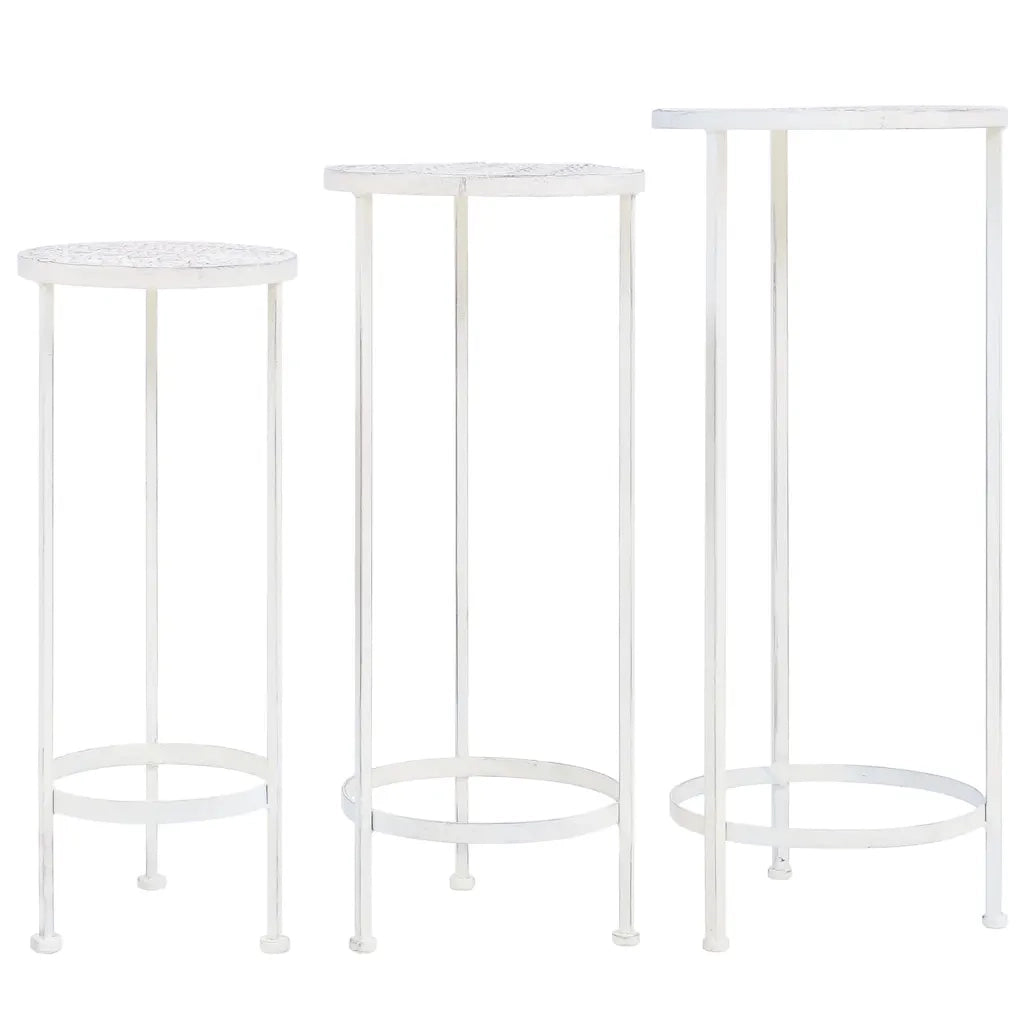 Set Piedistalli per Piante 3 pz Vintage Effetto Bianco Anticatocod mxl 73383