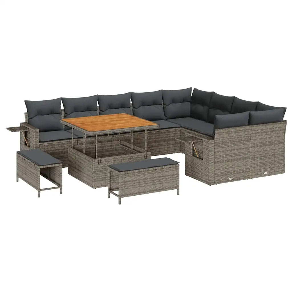 Set Divano da Giardino 12 pcs Grigio polyrattan 3361778