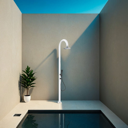 Doccia da Giardino in Alluminio Soffione I-switch Quadrato con Termometro LCD Sined Luna Alu D Bianco