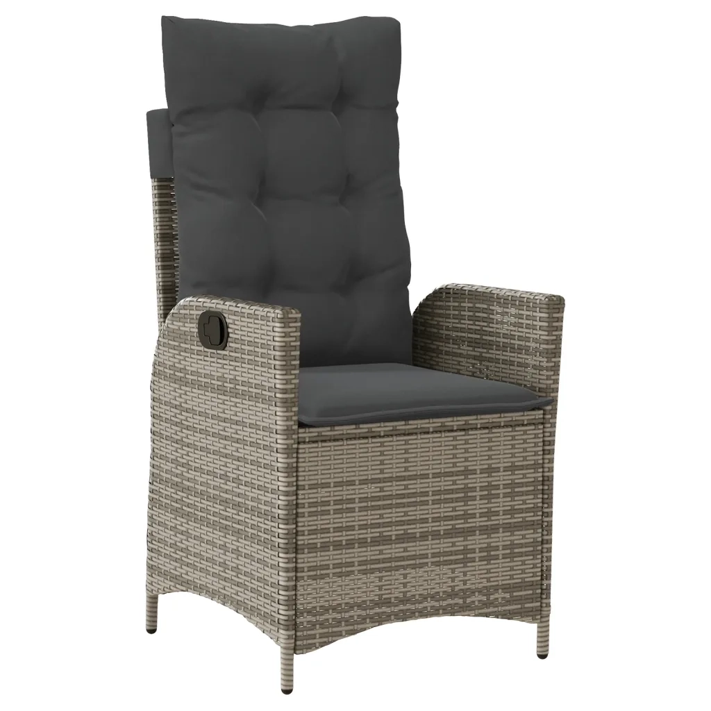 Set da Pranzo da Giardino 9 pz con Cuscini in Polyrattan Grigio 3213232