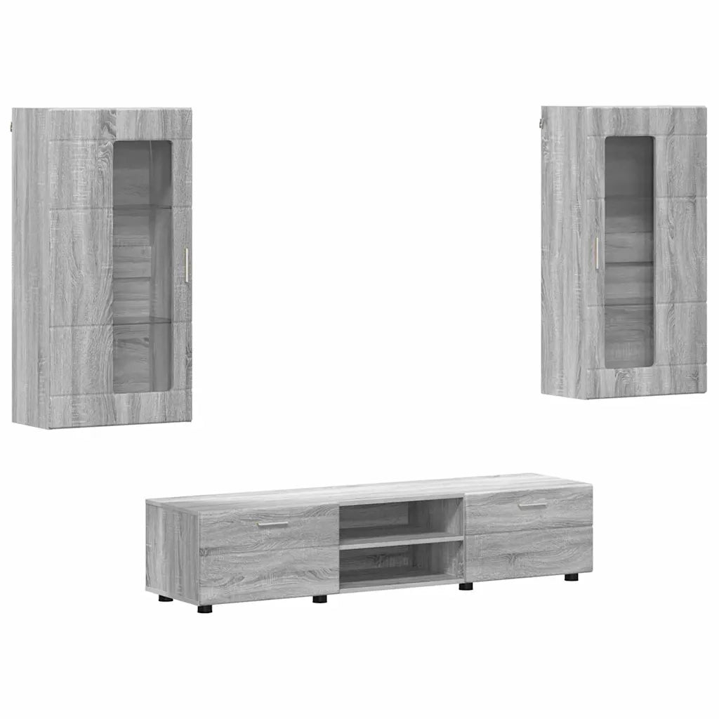 Set mobile TV con porta FLORIN Grigio Sonoma Legno multistrato