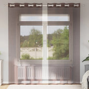 Tende in Voile con Occhielli 2 pz Marrone 140x245 cm