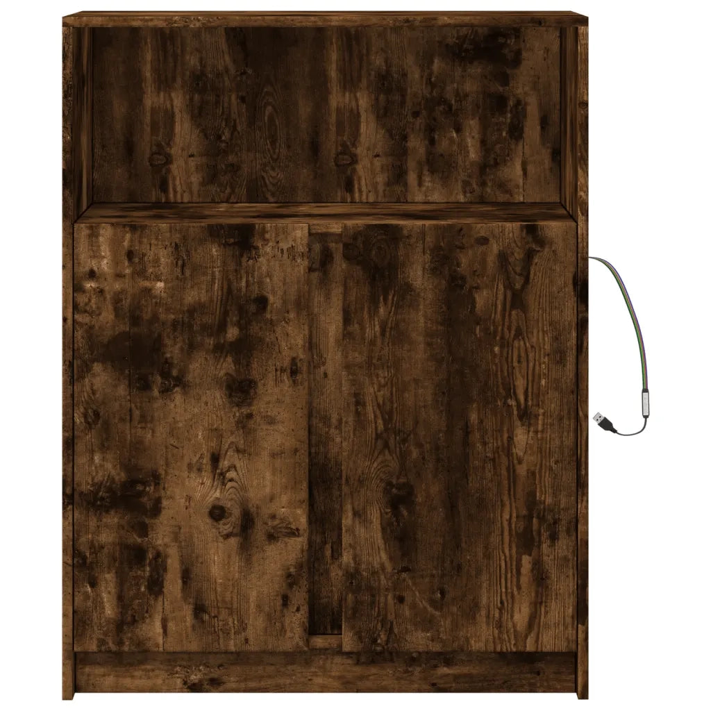 vidaXL Credenza con LED Rovere Fumo 77x34x100 cm in Legno Multistrato