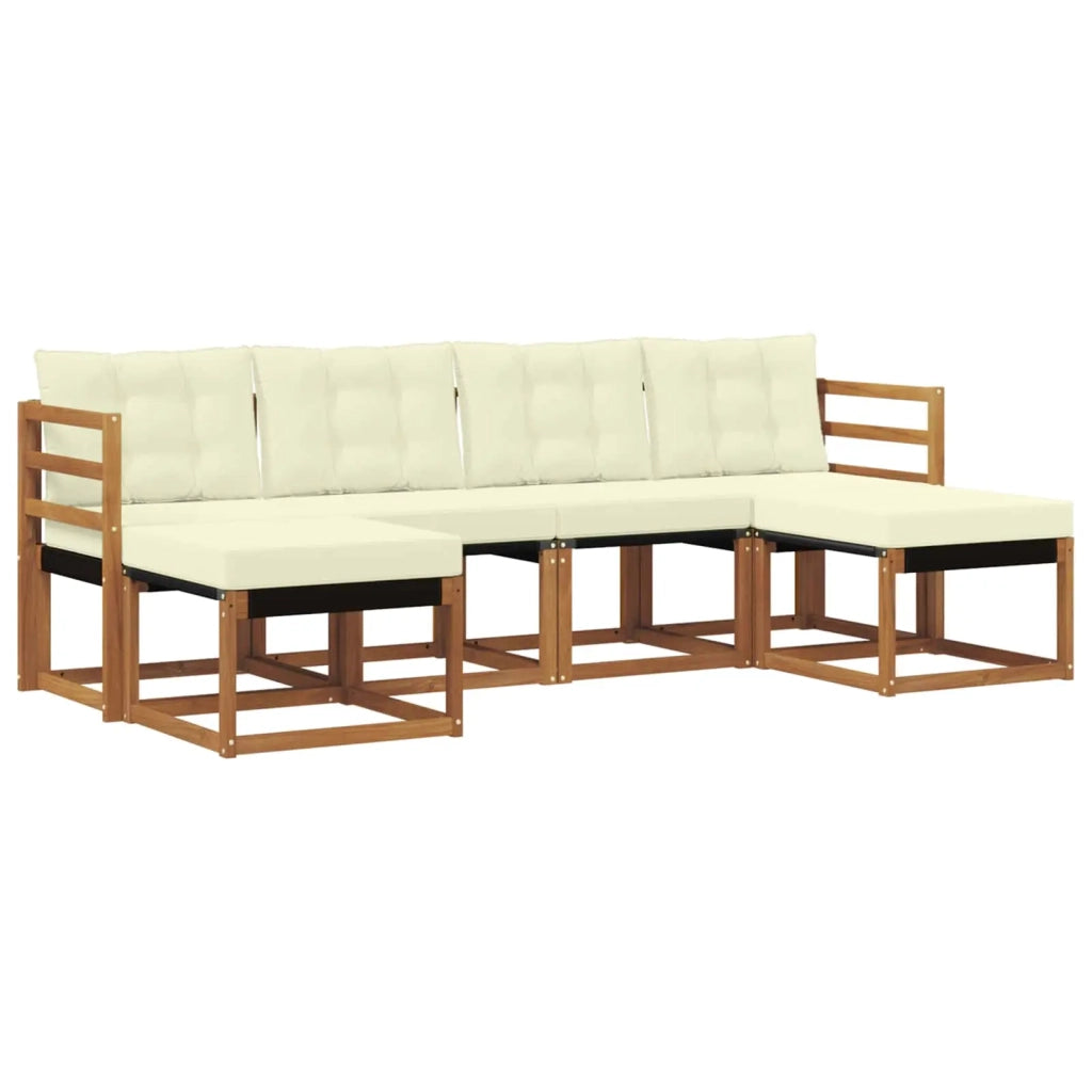 Set di divani da esterno con cuscino 6 pcs Naturale e Crema