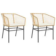 Sedie da Giardino 2 pz | Sedie da Esterno con Cuscini Marrone in Polyrattan