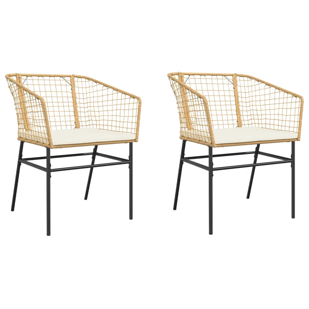 Sedie da Giardino 2 pz | Sedie da Esterno con Cuscini Marrone in Polyrattan