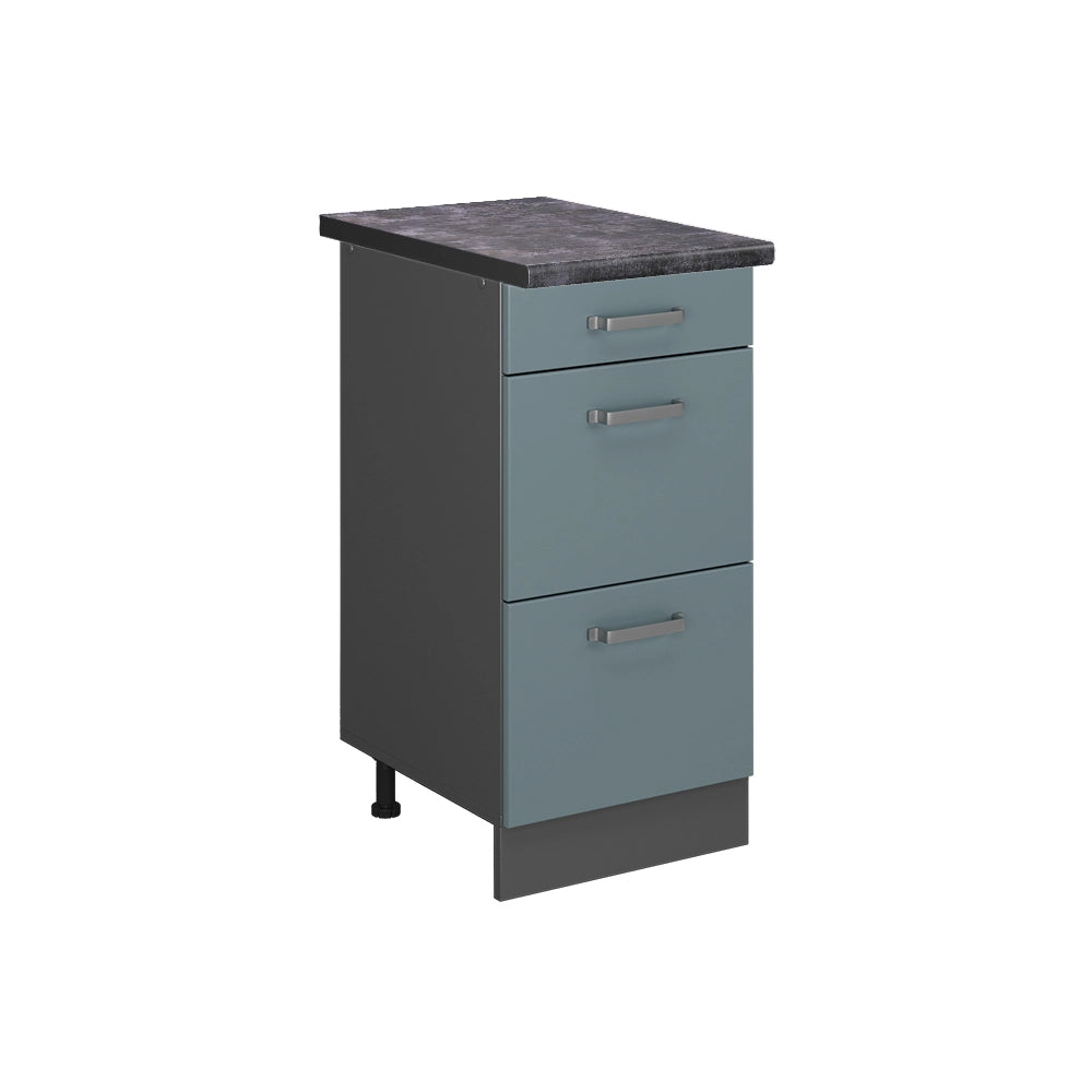 Vicco Mobiletto base per cucina Grigio-blu 40 cm con cassetti, PL Antracite