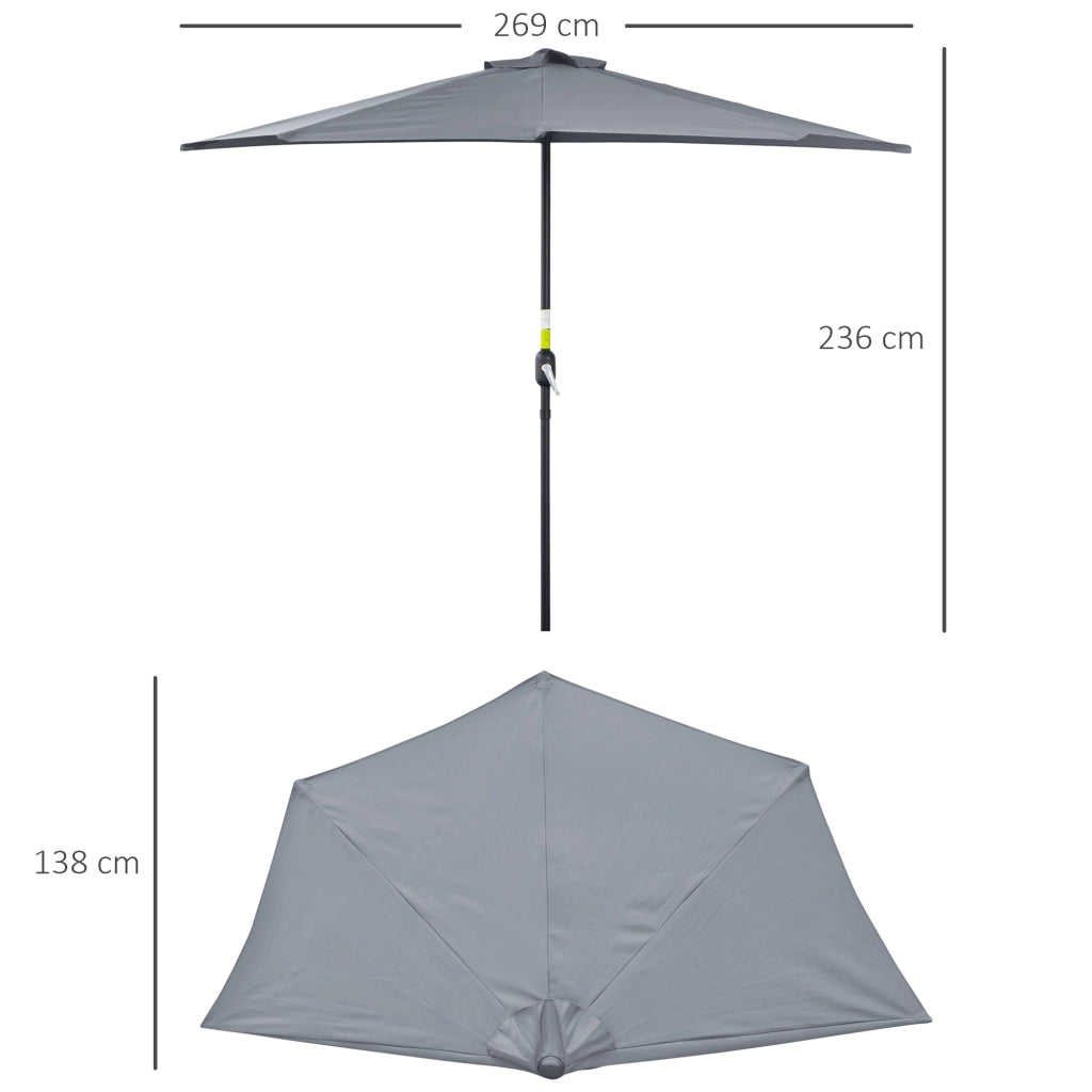 Parasole da balcone pieghevole 5 bracci ¨C zephmum ¨C grigio 270x140 cm