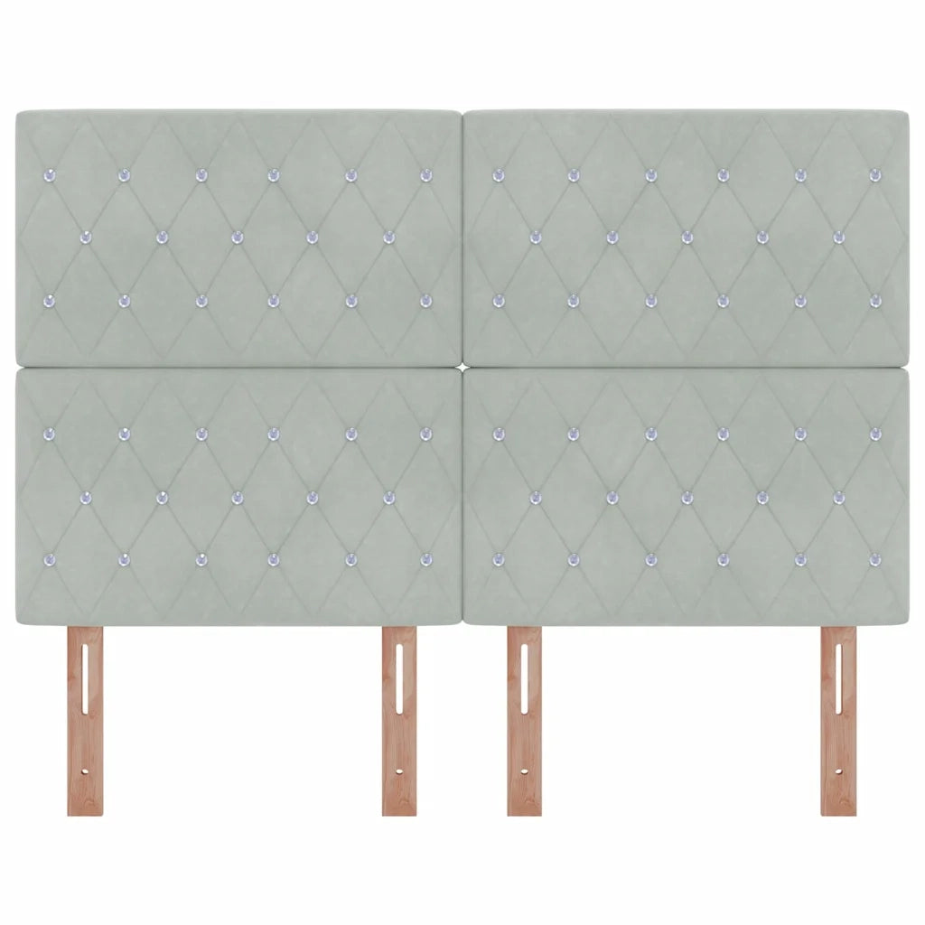 Testiera LED con testiera-Testata con LED-Testiera Decorativa Grigio chiaro 160 cm Poliestere 718693