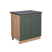 Mobiletto base cucina Fame-Line Verde-oro rustico/Rovere dorato 80 cm con ripiano, PL Antracite Vicco