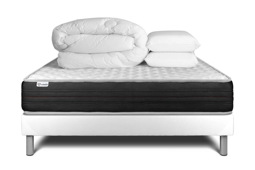 Pacchetto letto completo - Materasso 200x200cm + Box spring con doghe (kit) + 2 cuscini + Piumino - Vitalmemo One