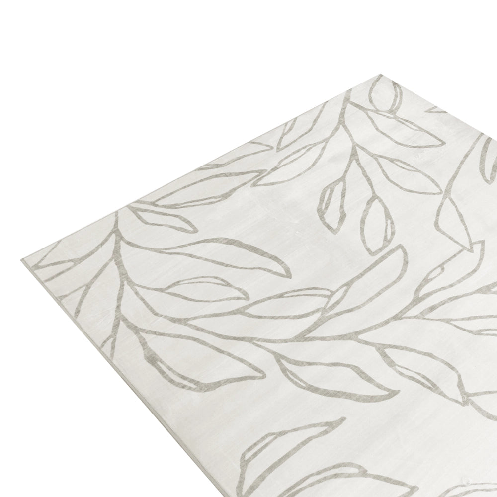 Tappeto tessuto beige chiaro 140 x 200 cm Moderno motivo foglie Soggiorno Camera da letto Per riscaldamento a pavimento Fondo antiscivolo A pelo corto