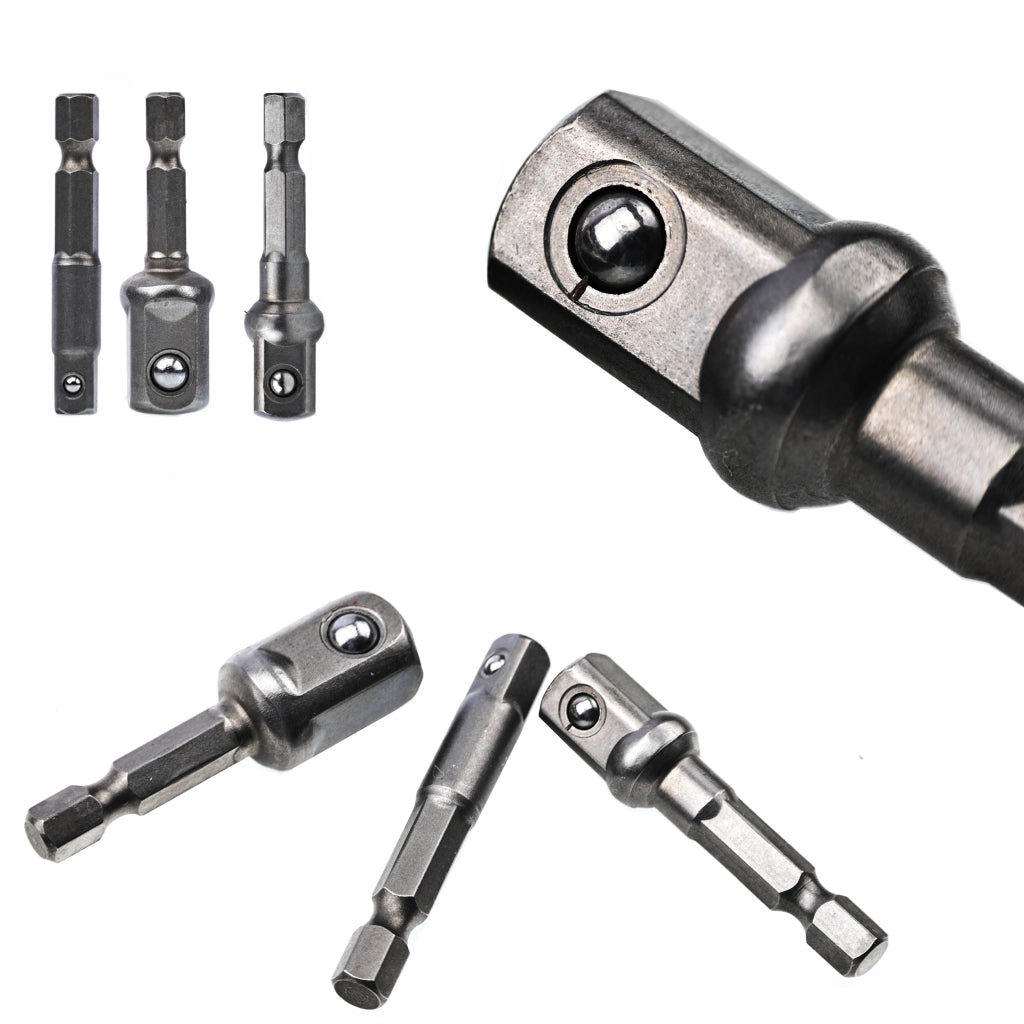 Set di Adattatori per Bussole 50mm – 1/2, 3/8, 1/4 Pollici, 3 Pezzi | Acciaio Inossidabile, Lunghezza 5 cm