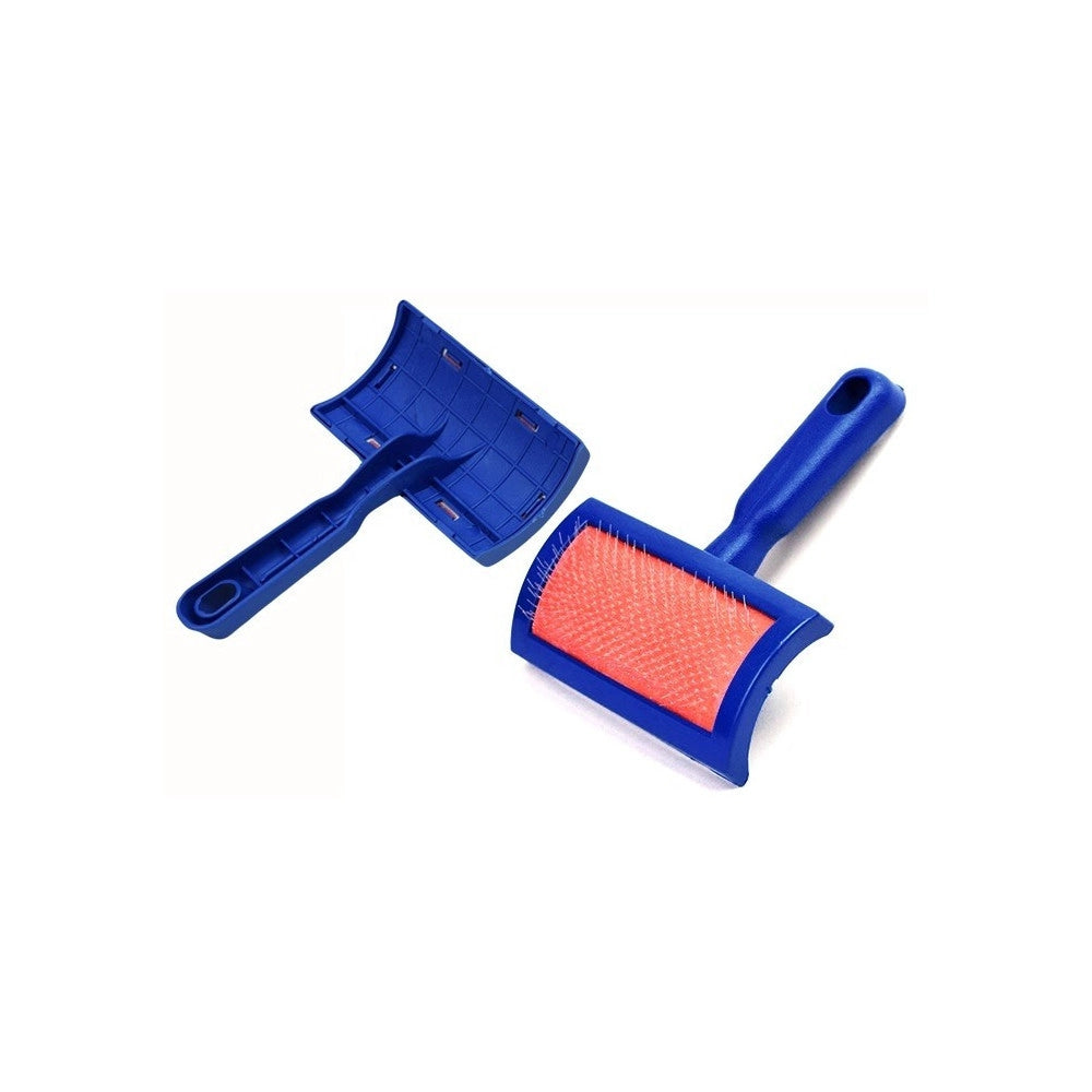 Trade Shop - Spazzola Per Cani E Gatti 8x14 Cm Con Cardatore Pettini Per Pelo Protezione Aghi -