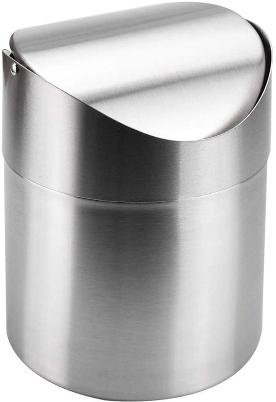 Contenitore di Rifiuti 1,5 litri - Mini Contenitore dei Rifiuti - Contenitore da Cucina - In Acciaio Inossidabile - Coperchio Inclinabile - Duraturo e Pratico - Contenitore dei Rifiuti
