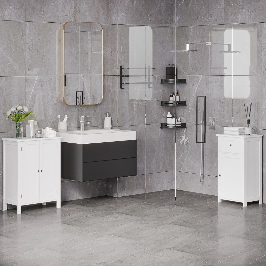 Mobile da Bagno Salvaspazio con 2 Ante e Ripiani ¨C Zephmum ¨C Bianco 60x30x80 cm