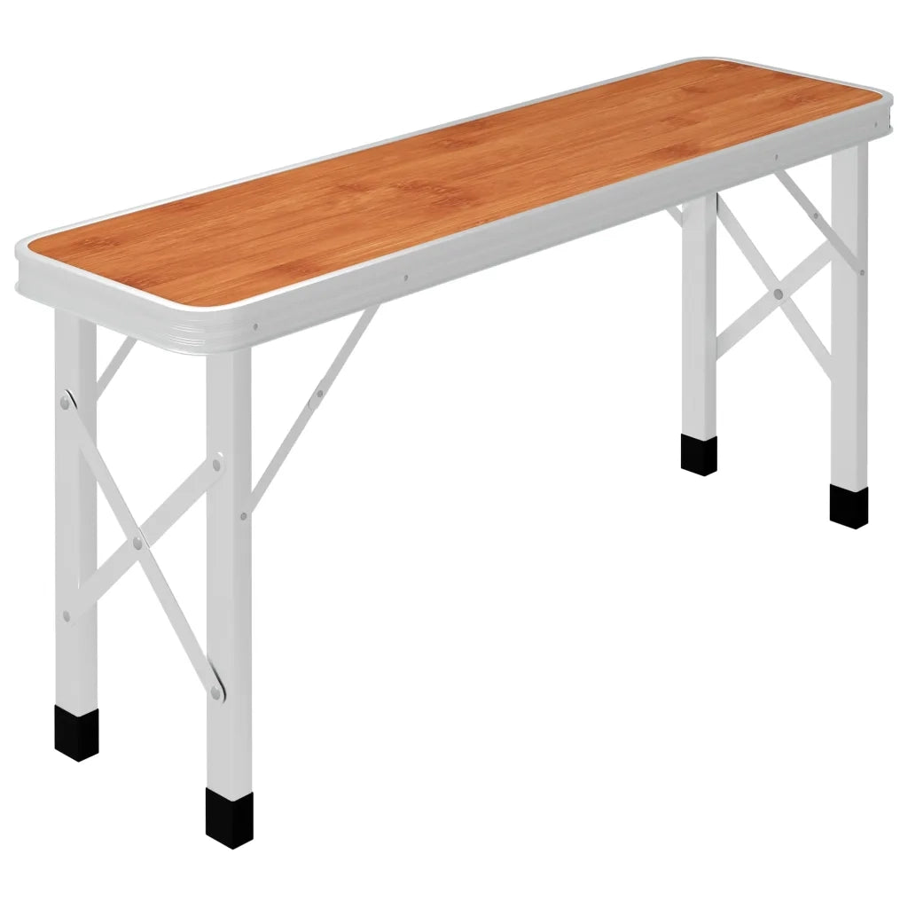 Tavolo da Campeggio Pieghevole e 2 Panche in Alluminio Marrone CFW9480702
