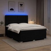 Letto Box Spring LED con Materasso Nero 160 x 200 cm Tessuto 3455642