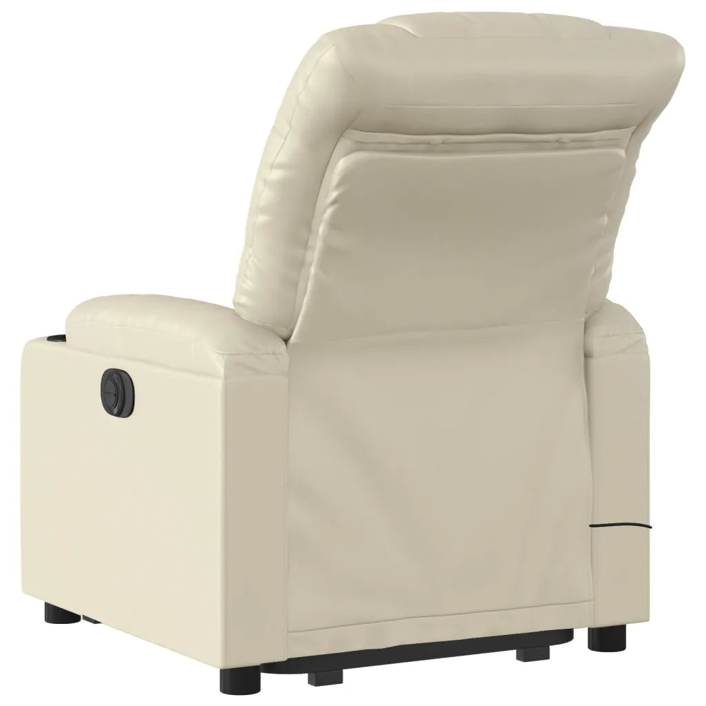 Poltrona Alzapersona Elettrica Reclinabile Crema in Similpelle 3206621