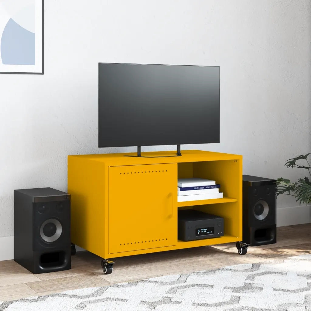 Mobile TV Giallo Senape 68x39x43,5 cm in Acciaio 846671