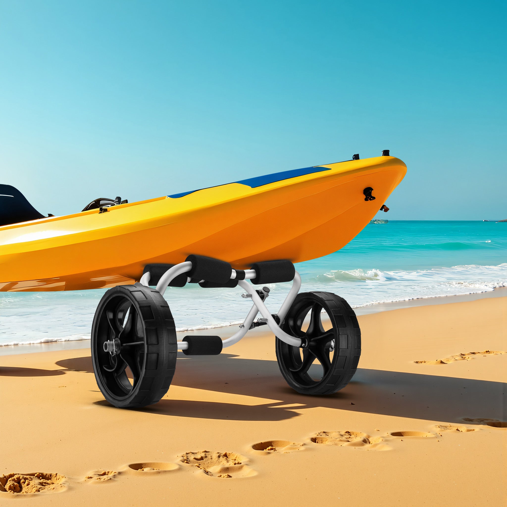 Carrello per trasporto kayak richiudibile In alluminio Ruote in PU Cinghia in nylon incl. Max 45 kg