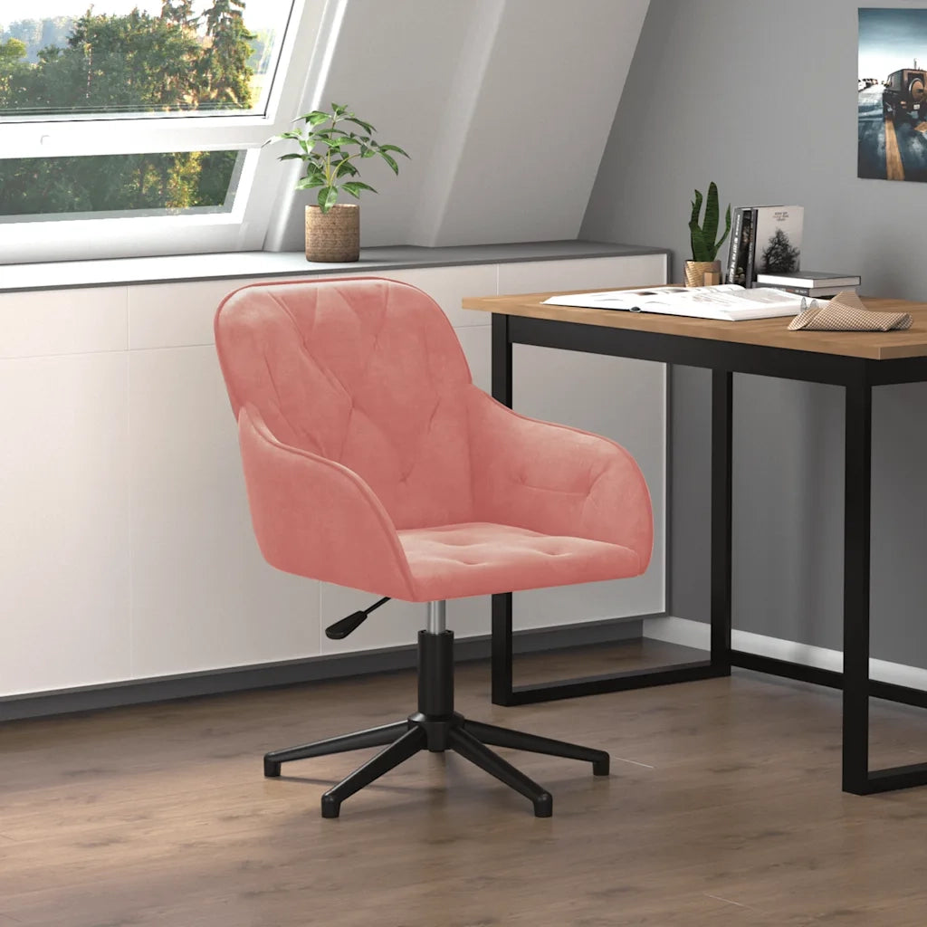 Sedia Girevole da Ufficio | Sedia da Gaming Rosa in Velluto