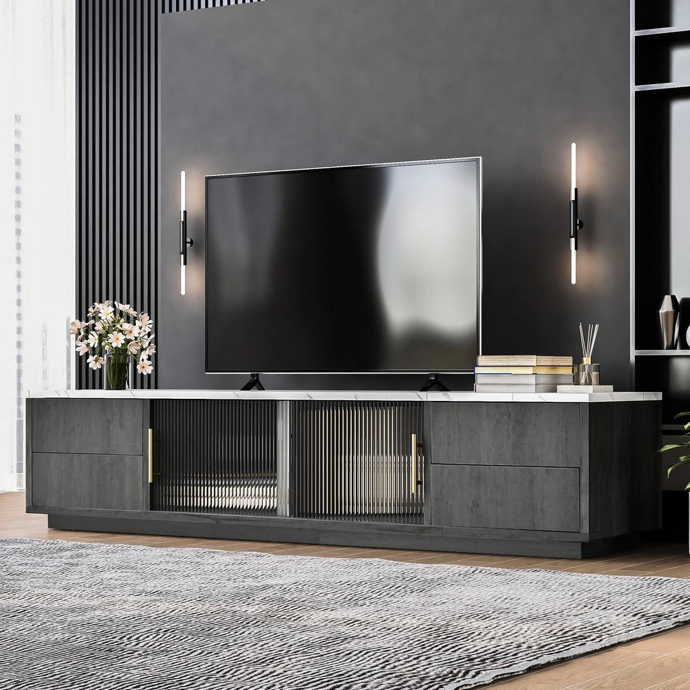 Mobile TV con Cassetti ¨C Xylo ¨C Grigio Marmo, Push-to-Open, 160 cm