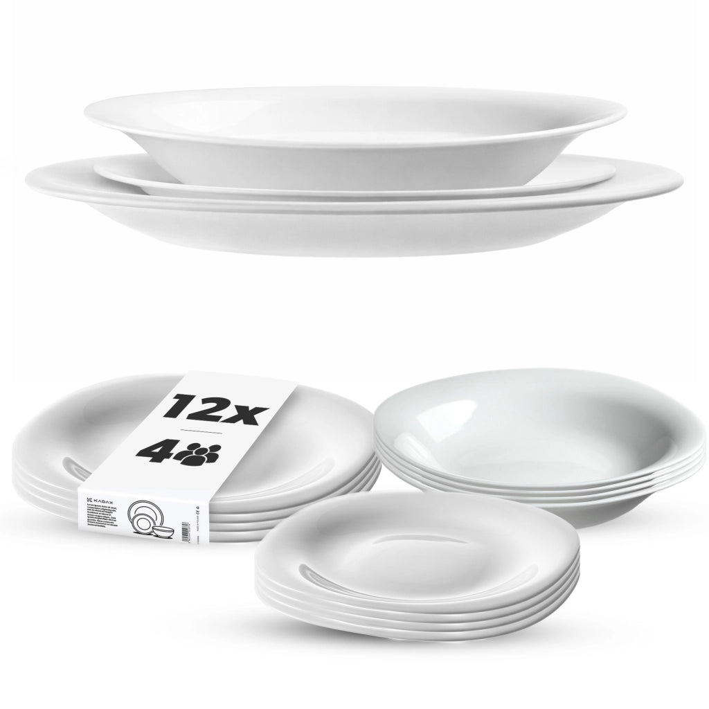 Set di stoviglie KADAX da 12 piatti, colore bianco