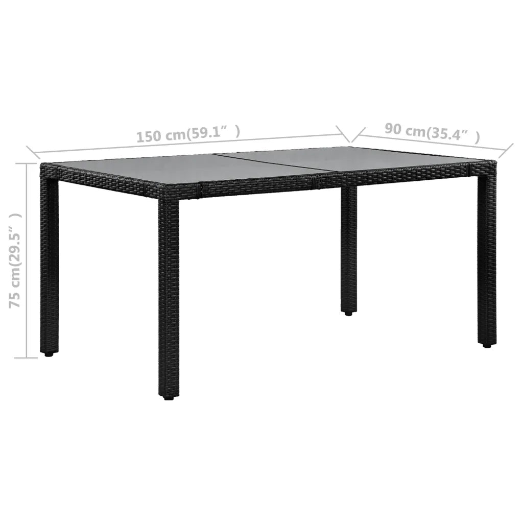 Set da Pranzo da Giardino 7 pz in Polyrattan Nero 44087