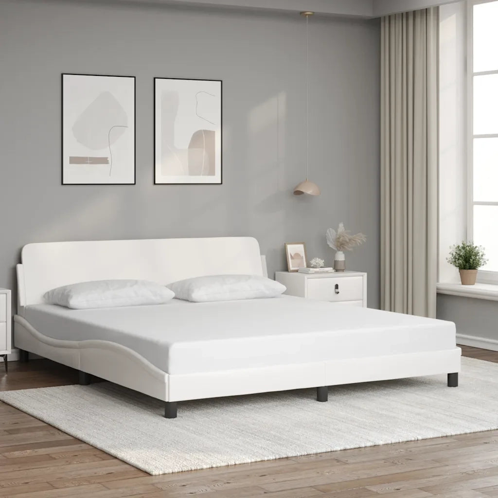 Giroletto-Struttura Letto Dover Bianco 180x200 cm in Similpelle