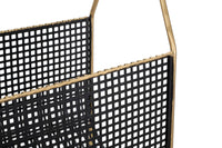 Porta Giornali Fashion 37x23x54,5 cm Legno di Abete e in Ferro Nero e Oro