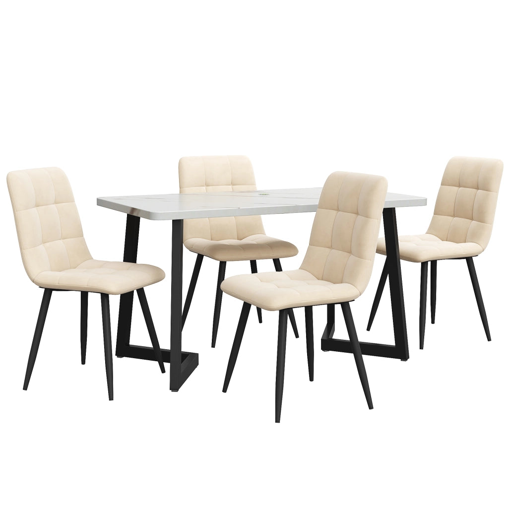 Tavolo da pranzo rettangolare con 4 sedie struttura in MDF beige per cucina e sala da pranzo 117 × 68 × 75 cm