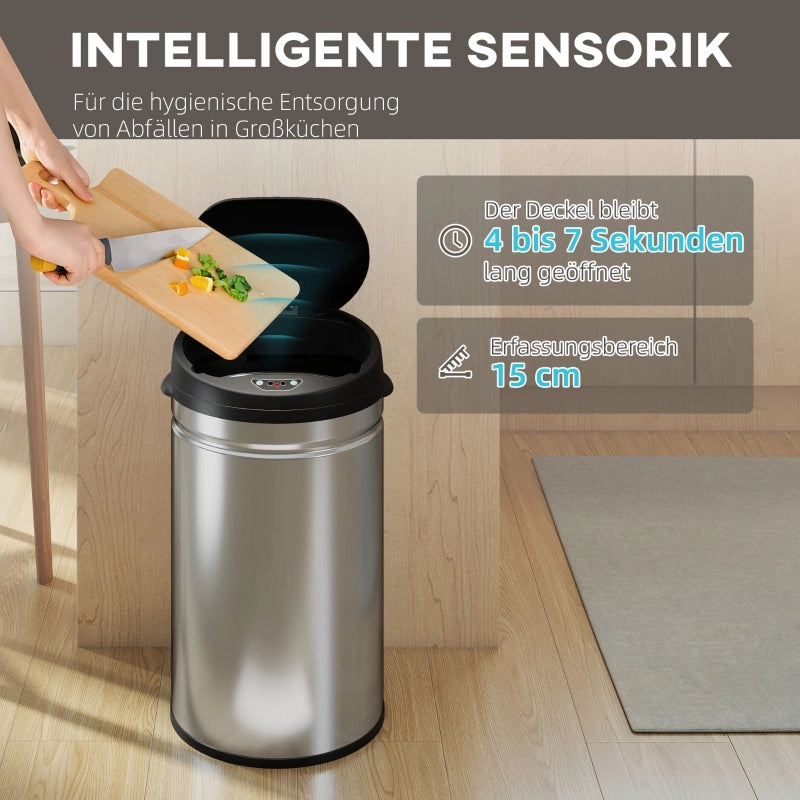 BIDONE RIFIUTI SENSOR 30 L Acciaio Inossidabile Argento con Soft-Close