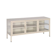 Mobile tv industriale in metallo e vetro temperato 3 ante 120cm, beige