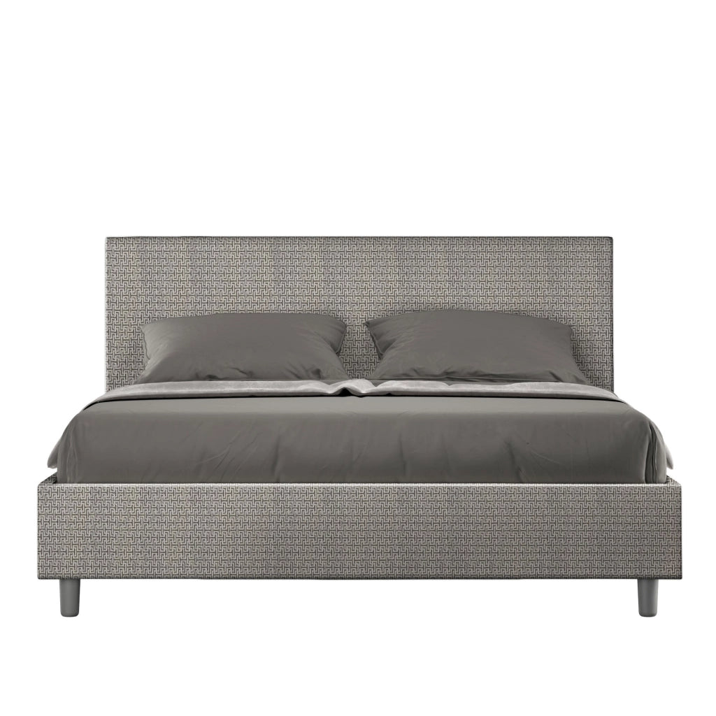 Letto Matrimoniale 160x210 cm con Rete e Contenitore Adele Labirinto 02 Grigio