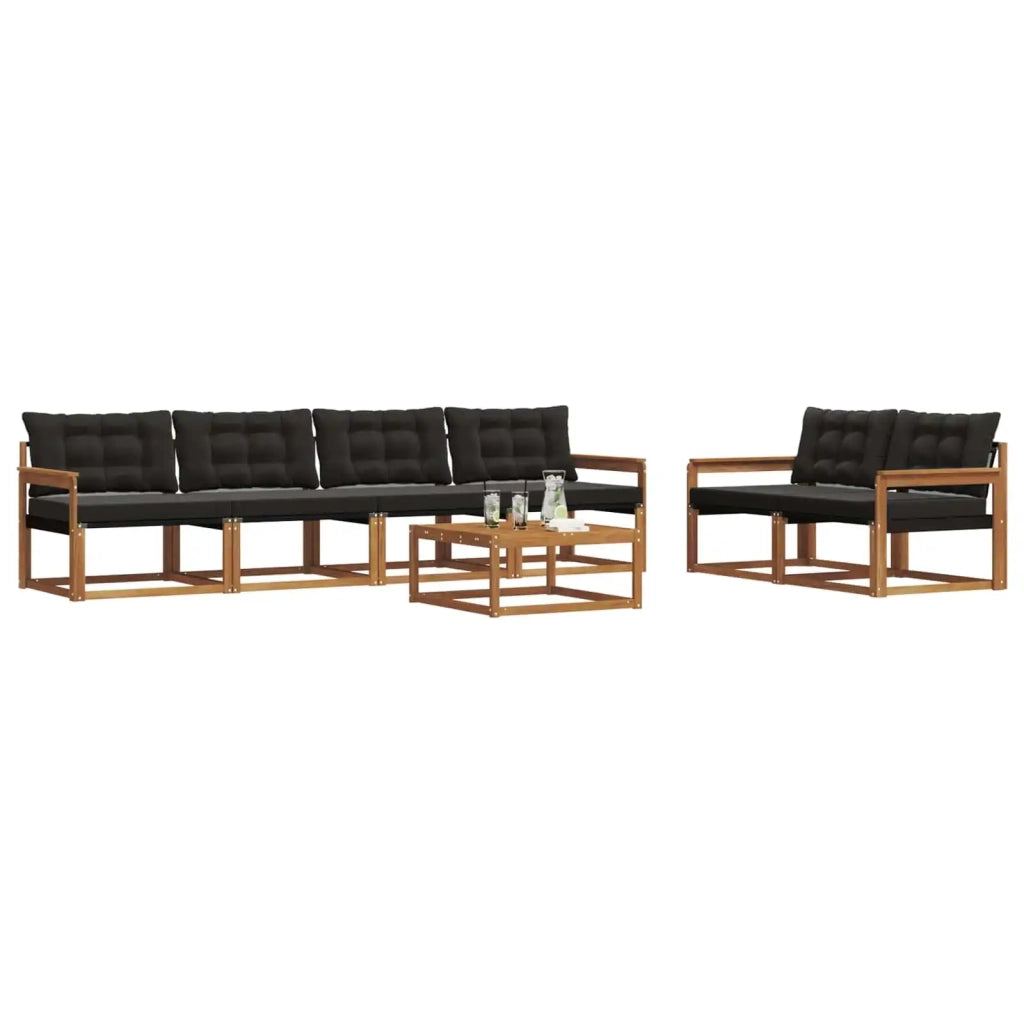 Set di divani da esterno con cuscino 7 pcs Naturale e Nero 3369211