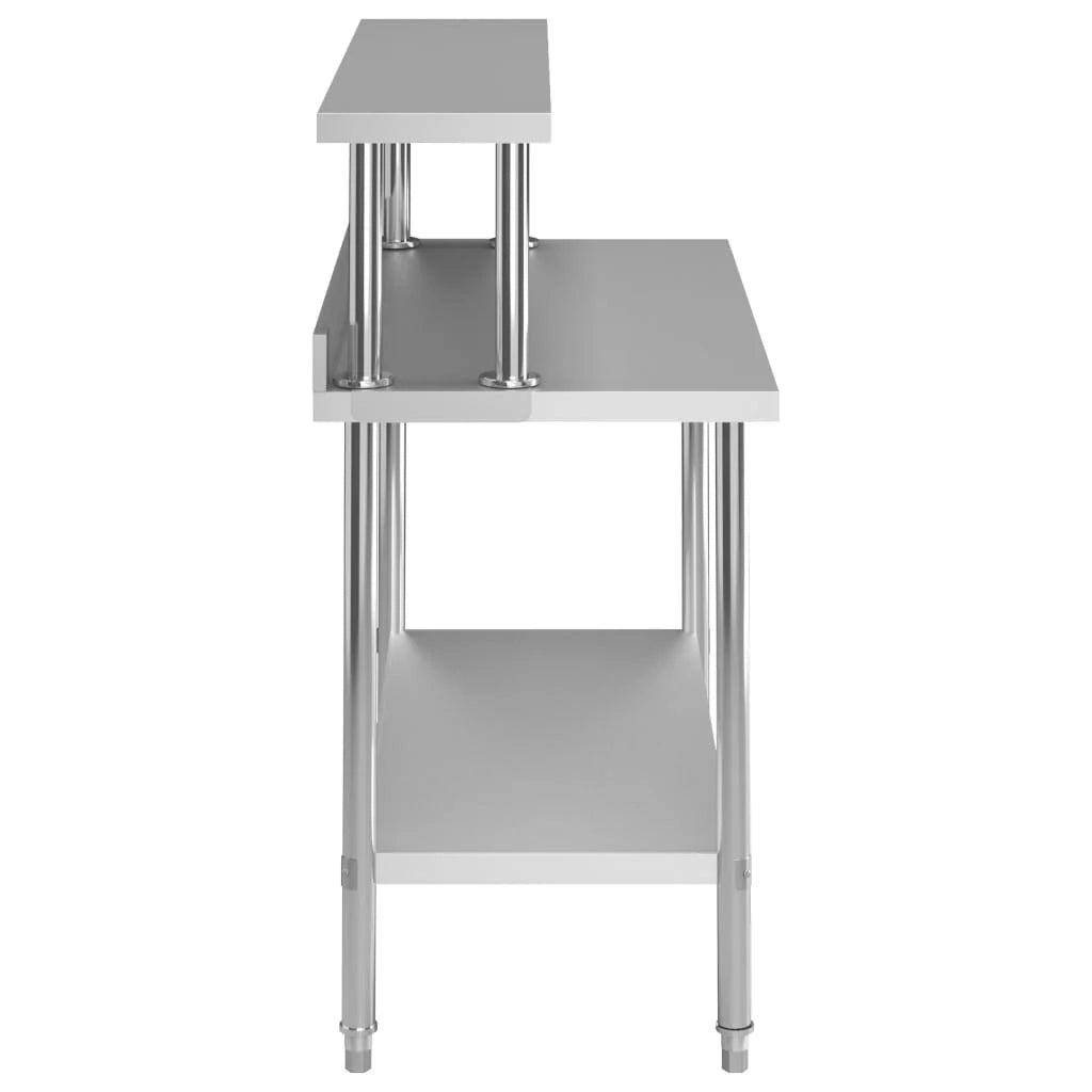 Tavolo da lavoro da cucina con ripiano 120 x 60 x 120 cm acciaio inox 02_0001919