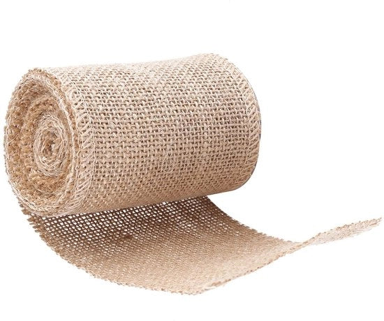 Tessuto di Juta a Rullo - Materiale di Alta Qualità - Decorativo - Riciclabile - Adatto per Feste - Larghezza 10 cm, Lunghezza 3 metri - Stoffa di Juta
