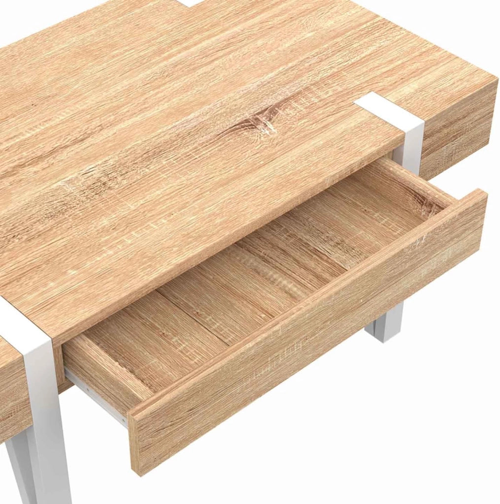 Mesa de centro AUSTRIA de 1 cajón con patas de pino blanco