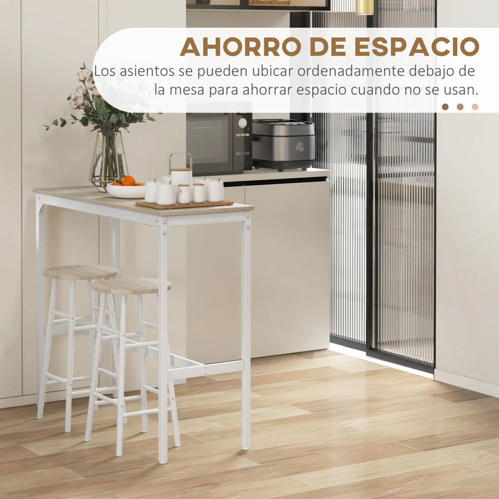 Tavolo da cucina con sgabelli ¨C Minimal ¨C Bianco, acciaio, 90x200 cm