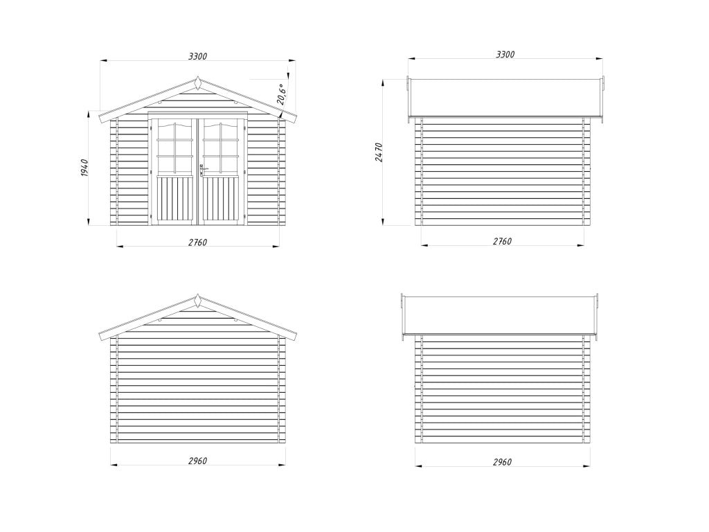 Casetta in legno non trattato Lotta A 296X296