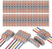 Connettori a doppia presa - 80 pezzi - Dispositivo di connessione rapida a tipo push - Progettato senza isolamento - 2 poli - Connettori a doppia presa per cavi - Dimensioni per cavi 18-22 AWG