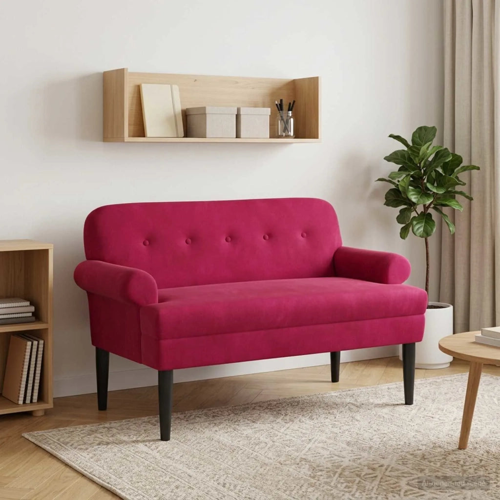 Loveseat con bottoni imbottiti Rosso Vino 120 x 66 x 78 cm 42041833