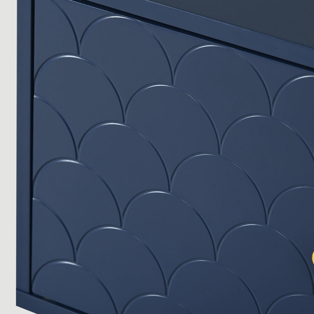 Comodino con 1 anta e maniglia reversibile - in legno e metallo - 35x35x51 cm - blu navy