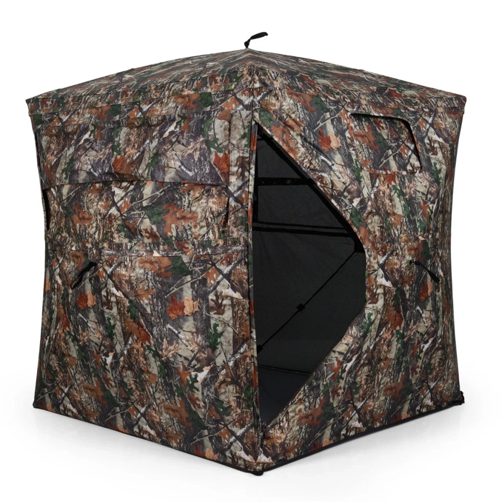 Tenda da caccia pop-up 147 x 147 x 170 cm per 4 persone con montaggio rapido stile mimetico tessuto Oxford verde 20_0017296