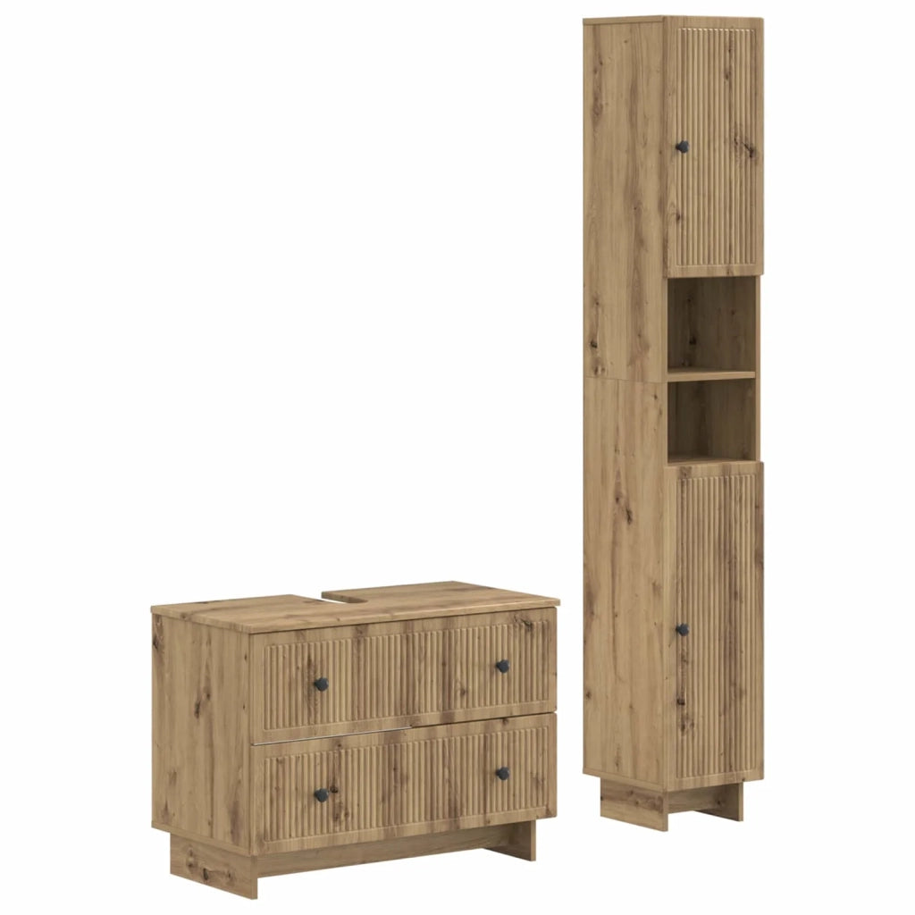 Set di Armadi da Bagno da 2 Pezzi EDE Rovere Artigianale 3417503